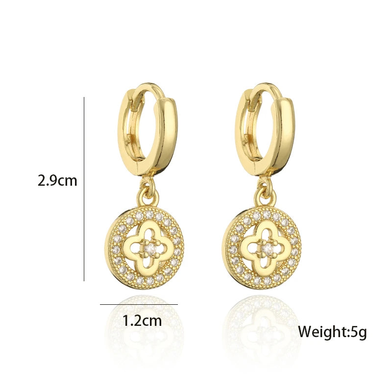 NEWBUY Mode Gold Farbe Kupfer Pflanze Ohrringe Luxus Zirkonia Blume Baumeln Ohrring Heißer Verkauf Weiblicher Party Schmuck Geschenk