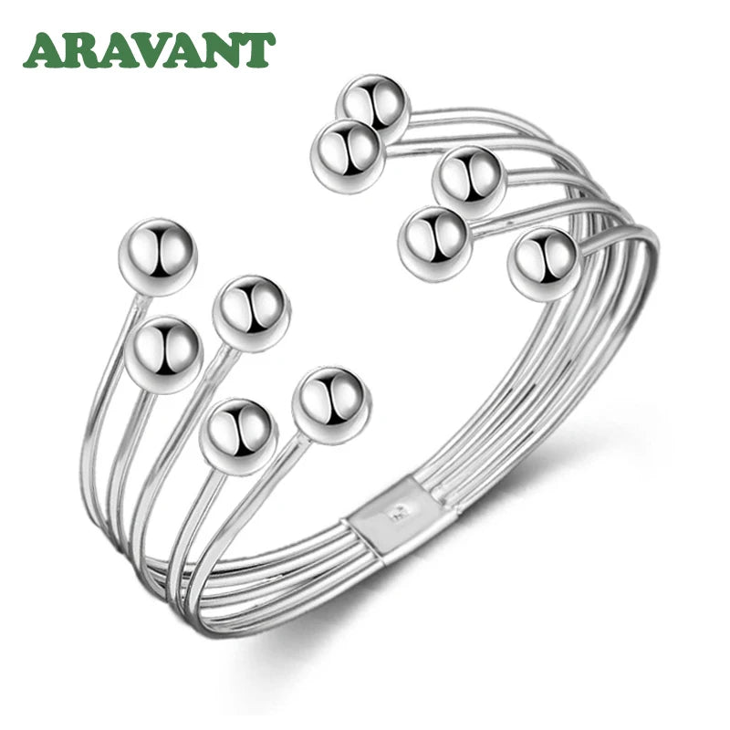 Aravant 925 Sterling Silber Mehrzeiliges Perlen-Armband für Damen, Hochzeitsschmuck Geschenke