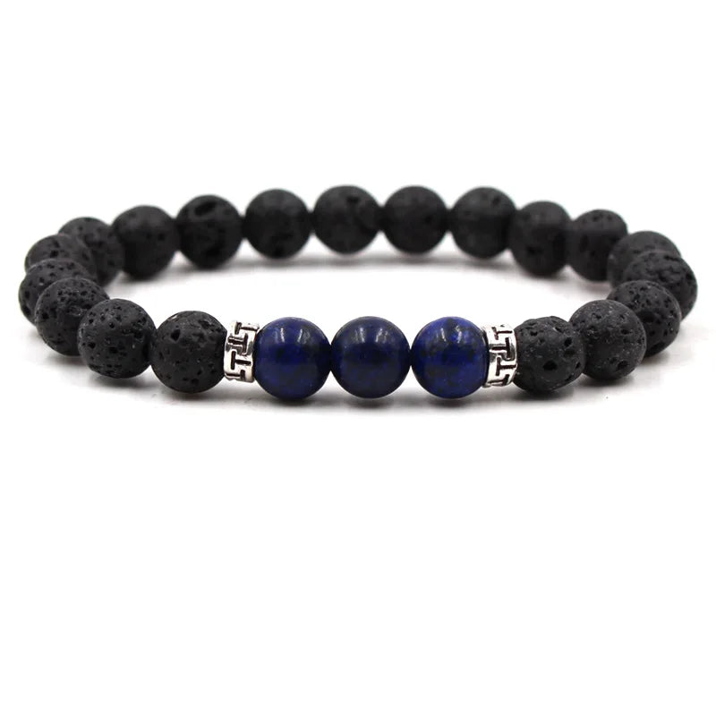 8MM Naturstein Perlenarmbänder für Frauen Männer Paar Lavagestein Heilung Balance Perlen Reiki Buddha Chakra Armreif Schmuck