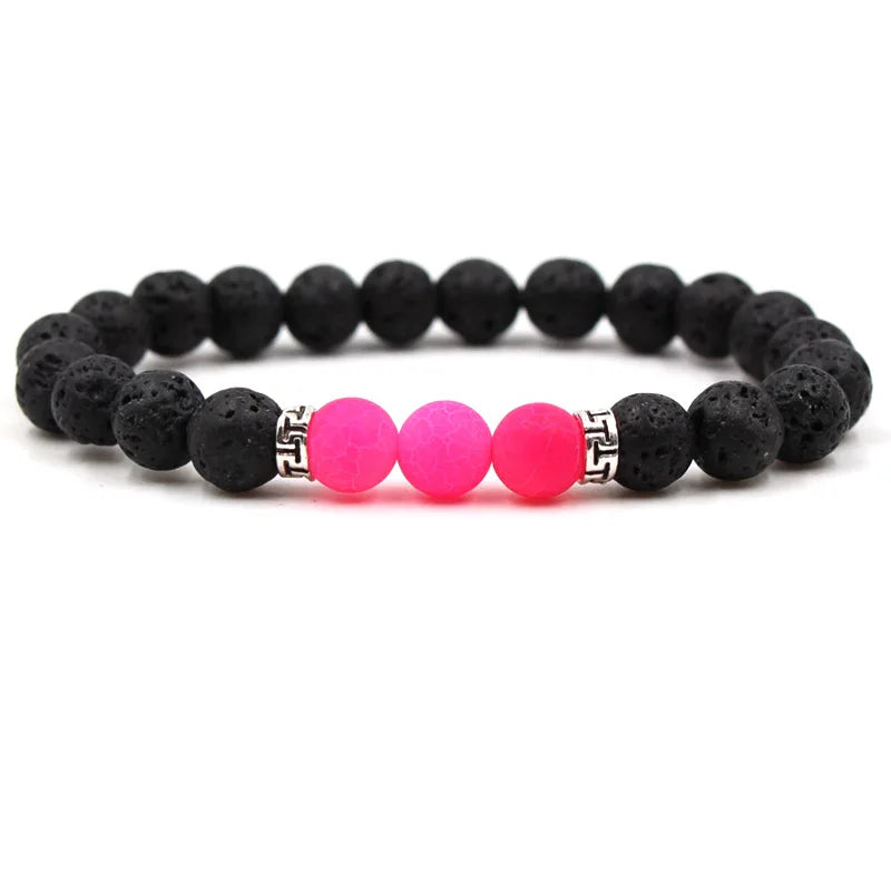 8MM Naturstein Perlenarmbänder für Frauen Männer Paar Lavagestein Heilung Balance Perlen Reiki Buddha Chakra Armreif Schmuck