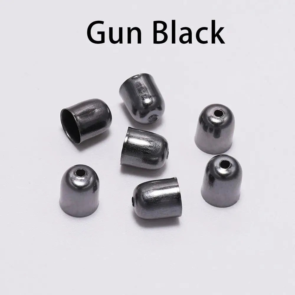 Lote de 50-100 tapas de engaste para extremos de cordones de cuero, tapas de cuentas para extremos, se adaptan a cierres de 4-12 mm para suministros de joyería de bricolaje