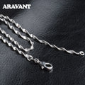 Collares de cadena retorcida tipo ola de agua Aravant de plata 925 de 2 mm para mujeres y niñas