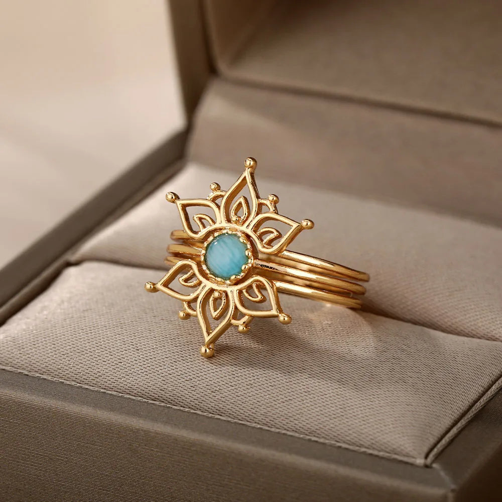Edelstahl Opal Fingerringe für Frauen Mode Verstellbares Paar Geometrischer Ring Handgefertigter Ästhetischer Schmuck Anillos Geschenk