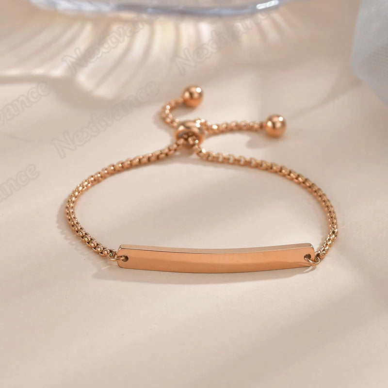 Nextvance Customized Engraving Nameplate Couple Bracelets on hand Stainless Steel Chain Bracelet For Women Lovers Jewelry Day
