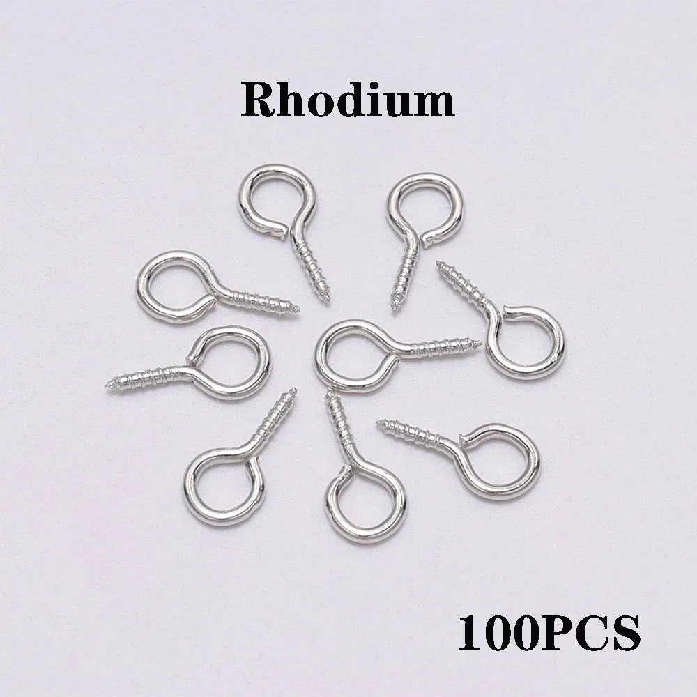 100-200 unidades de mini ganchos de ojo, cierres de tornillo dorados, conectores, colgantes, ganchos roscados para hacer joyas, accesorios