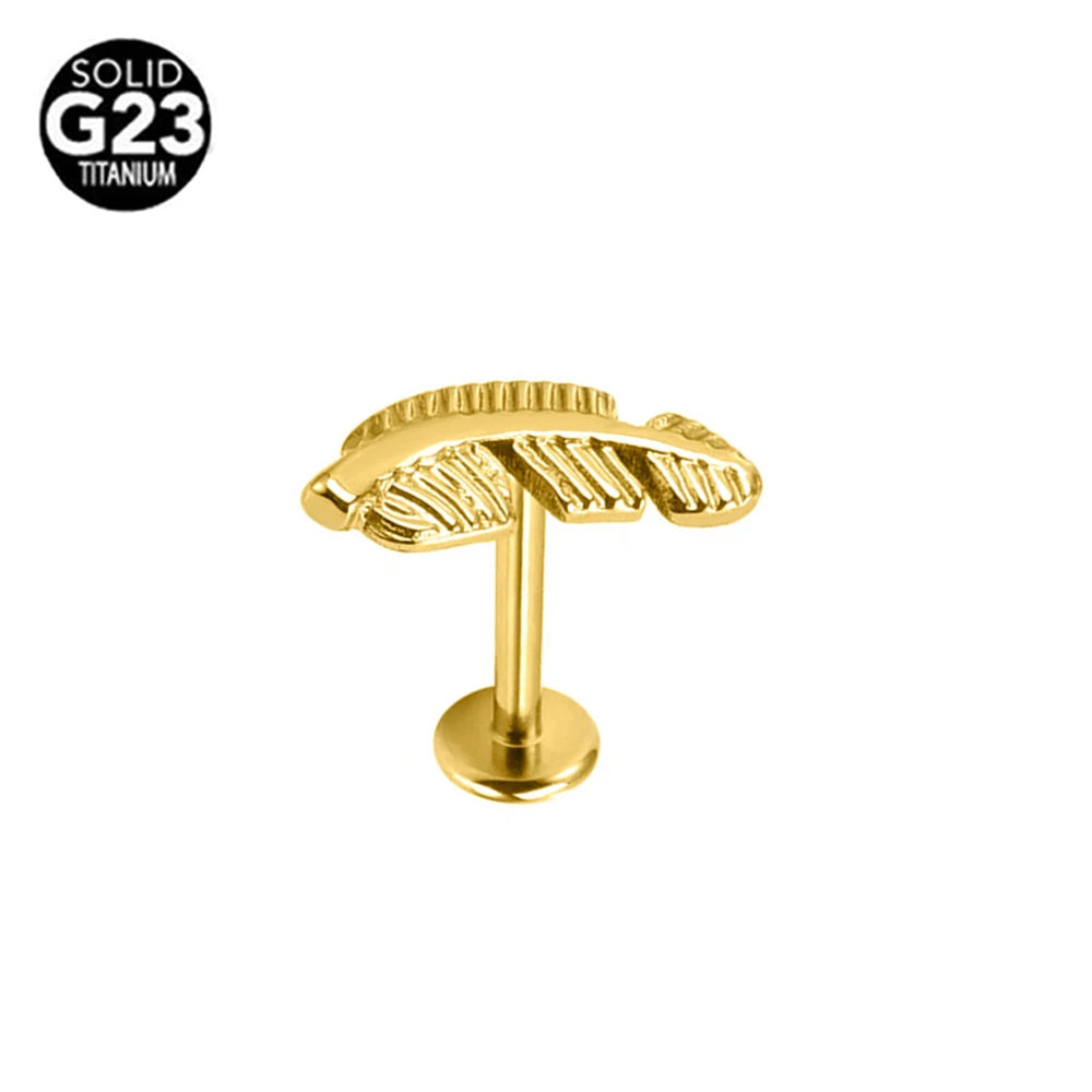 Piercing Labret G23 Titanio Serpiente Abeja Pluma 16G Rosca Interna Pendiente Cartílago Hélice Joyería Corporal