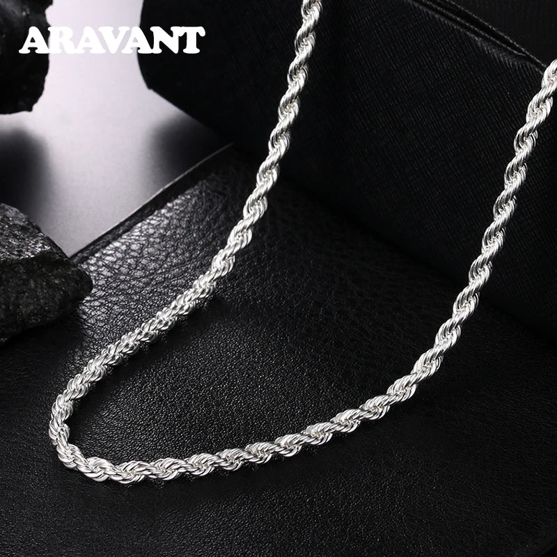 Aravant Collar de Plata 925 de 4 mm con Cadena de Serpiente Retorcida para Mujer, Joyería de Moda