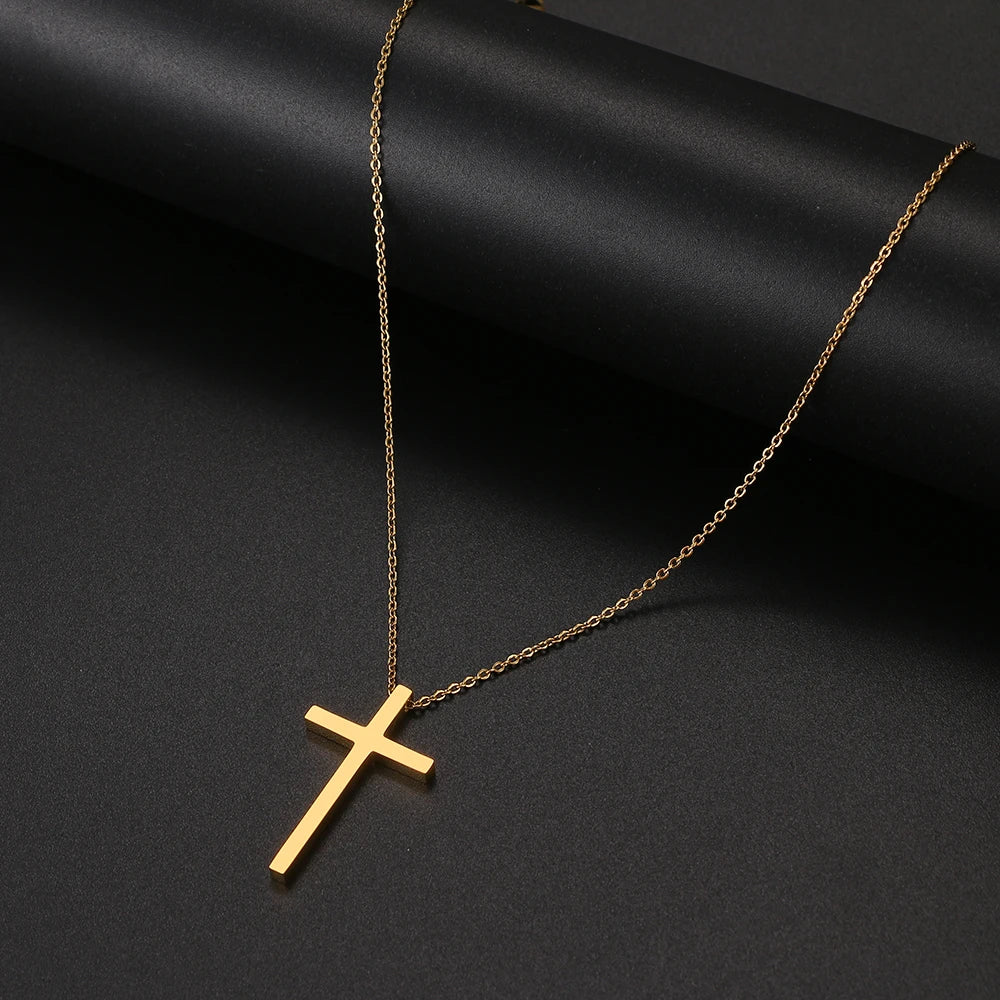 Stainless Steel Necklaces Classic Cross Jesus Fashion Large Style Man Chain Necklace For Women Jewelry Collar Pendant Gifts NEW
