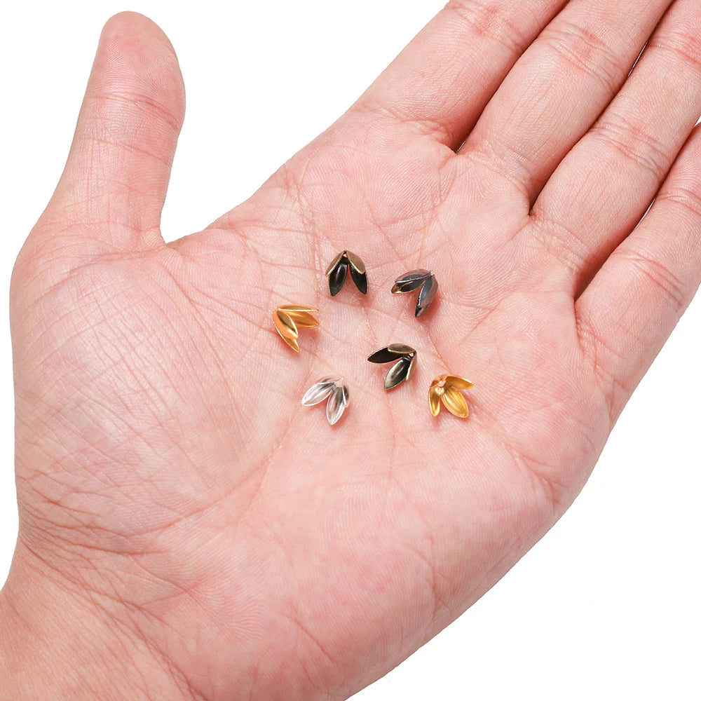 100 Stück/Los Vierblättrige Blume Metall lose Abstandhalter Kappen Blütenblatt getrennte Endkappen für die Schmuckherstellung Armbandzubehör