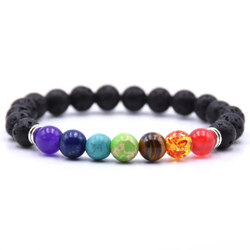 8MM Naturstein Perlenarmbänder für Frauen Männer Paar Lavagestein Heilung Balance Perlen Reiki Buddha Chakra Armreif Schmuck