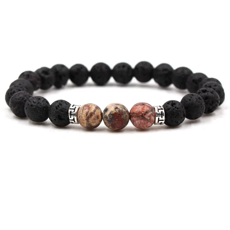 8MM Naturstein Perlenarmbänder für Frauen Männer Paar Lavagestein Heilung Balance Perlen Reiki Buddha Chakra Armreif Schmuck