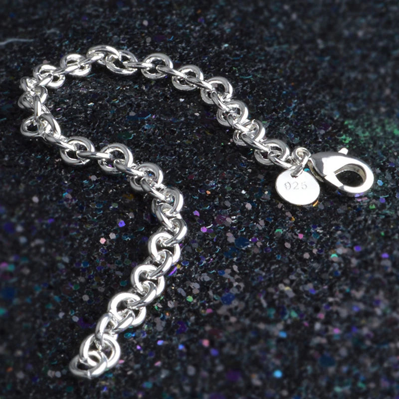 Aravant 925er Sterlingsilber 6mm Gliederkettenarmband für Damen Mode Schmuck
