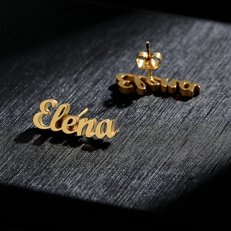 Personalisierte Namens-Ohrstecker für Damen, Edelstahl-Ohrringe mit beliebigem Muster, für die beste Freundin, Mädchenschmuck, Ohrringe für Damen