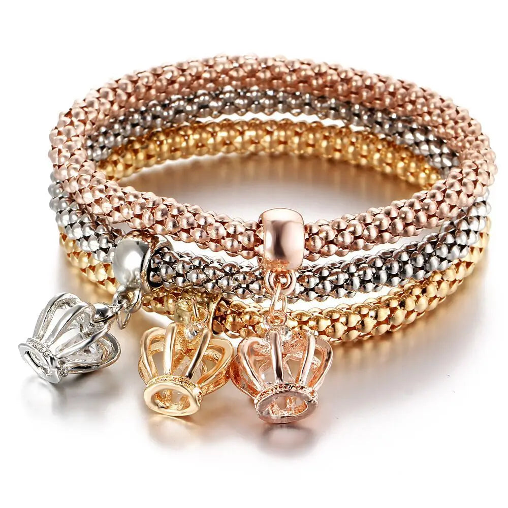 3 Farben/Lot Elastische Armbänder & Armreifen für Damen Kristall Lebensbaum Eule Schlüsselschloss Musiknote Eule Schmetterling Herz Charms Schmuck
