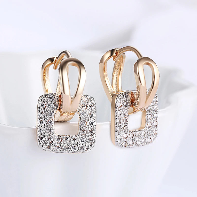 Aravant 925er Silber 18K Gold Quadratische Creolen für Damen Hochzeitsfeier Modeschmuck