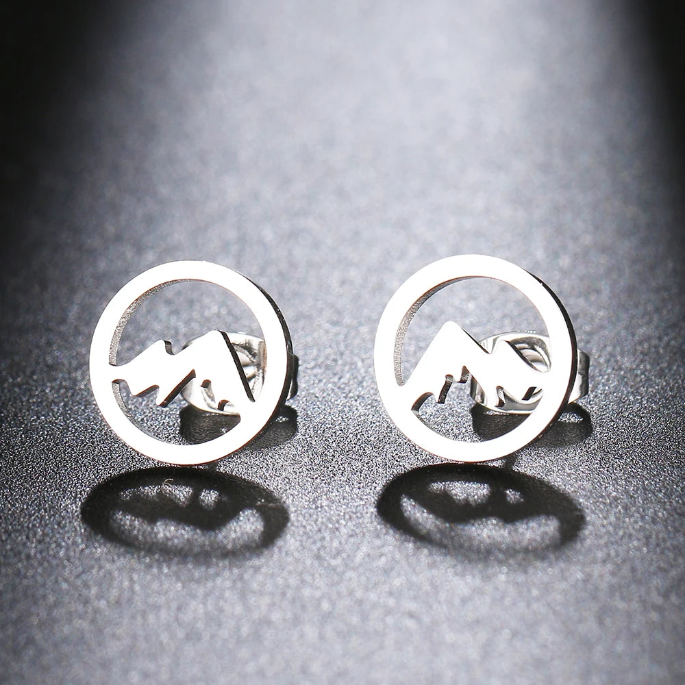 Edelstahl Ohrringe Kontur Berg Mode Ohrstecker Klassische Einfache Ohrringe Für Frauen 2022 Schmuck Hochzeit Party NEU