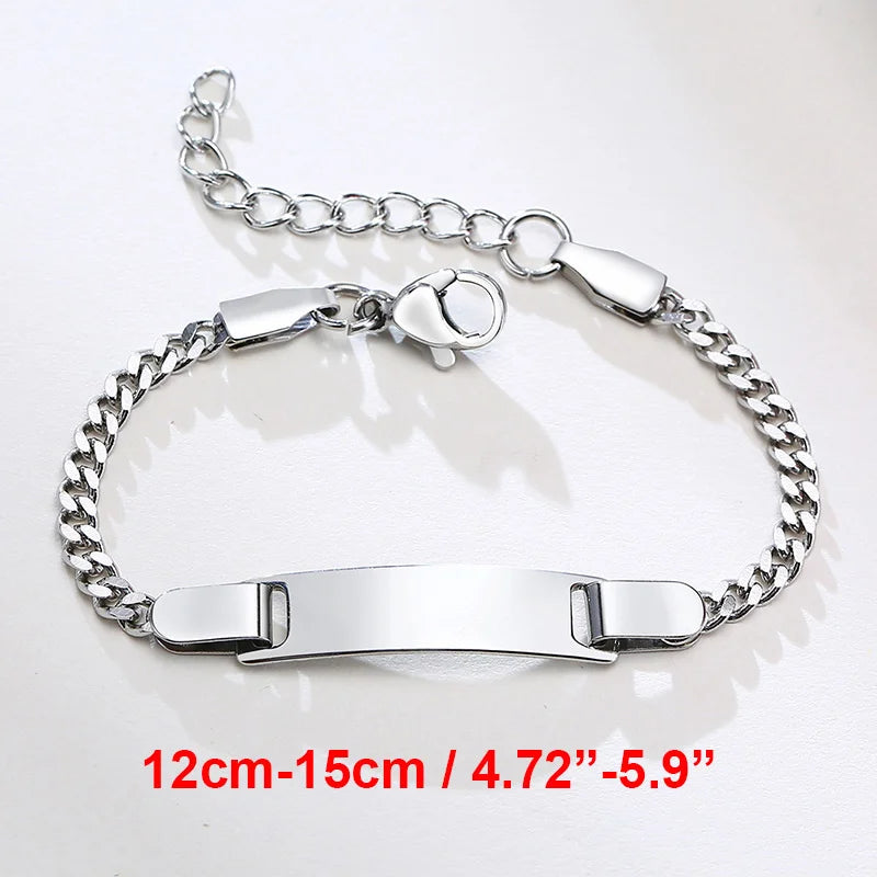 Personalisierte Armbänder mit Gravur für Namen und Geburtsdatum, persönliches Geburtstagsgeschenk für kleine Jungen und Mädchen, Edelstahlarmband