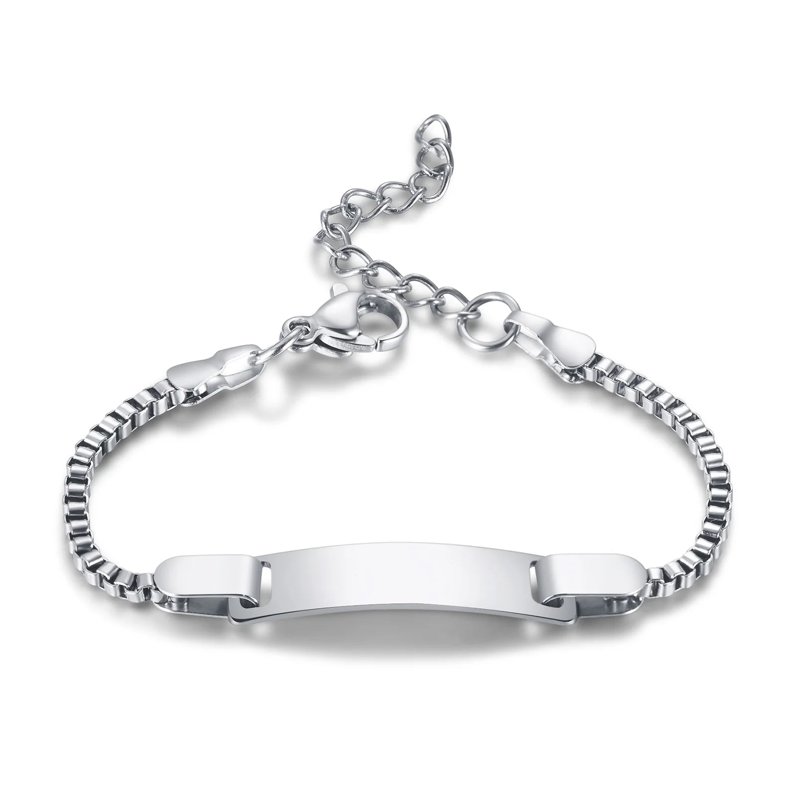 Personalisiertes Armband mit Wunschnamen und Herz, Edelstahl Figaro-Kettenglied verstellbar, graviertes Geschenk für Jungen und Mädchen
