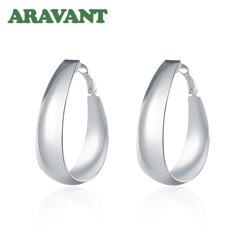 Aravant 925 Sterling Silber Glatte U-förmige Creolen für Damen Modeschmuck