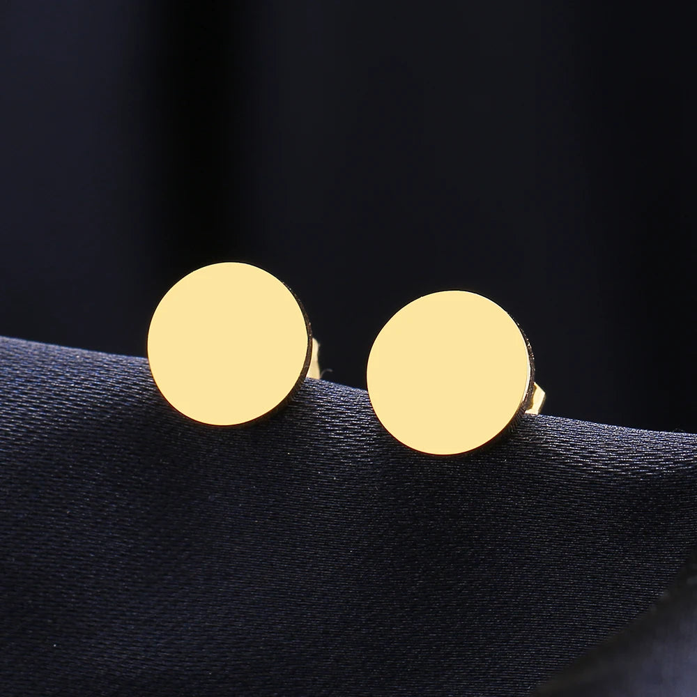 Edelstahl-Ohrringe, minimalistisch, rund, modische Ohrstecker, klassische, schlichte Ohrringe für Damen, Schmuck für Hochzeiten und Partys 2022