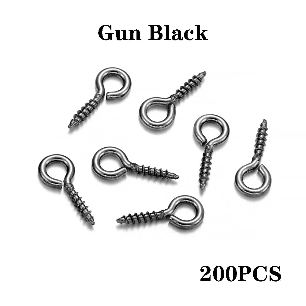 100-200 unidades de mini ganchos de ojo, cierres de tornillo dorados, conectores, colgantes, ganchos roscados para hacer joyas, accesorios