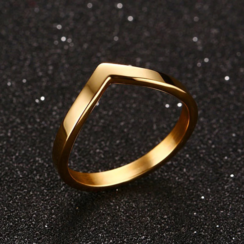 Einfacher Chevron V-Form Ring oder Party 316L Edelstahl Modeschmuck Ringe für Damen