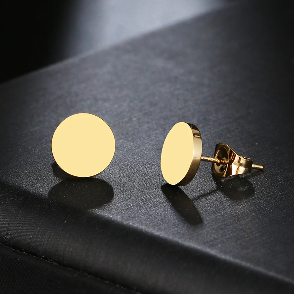 Edelstahl-Ohrringe, minimalistisch, rund, modische Ohrstecker, klassische, schlichte Ohrringe für Damen, Schmuck für Hochzeiten und Partys 2022