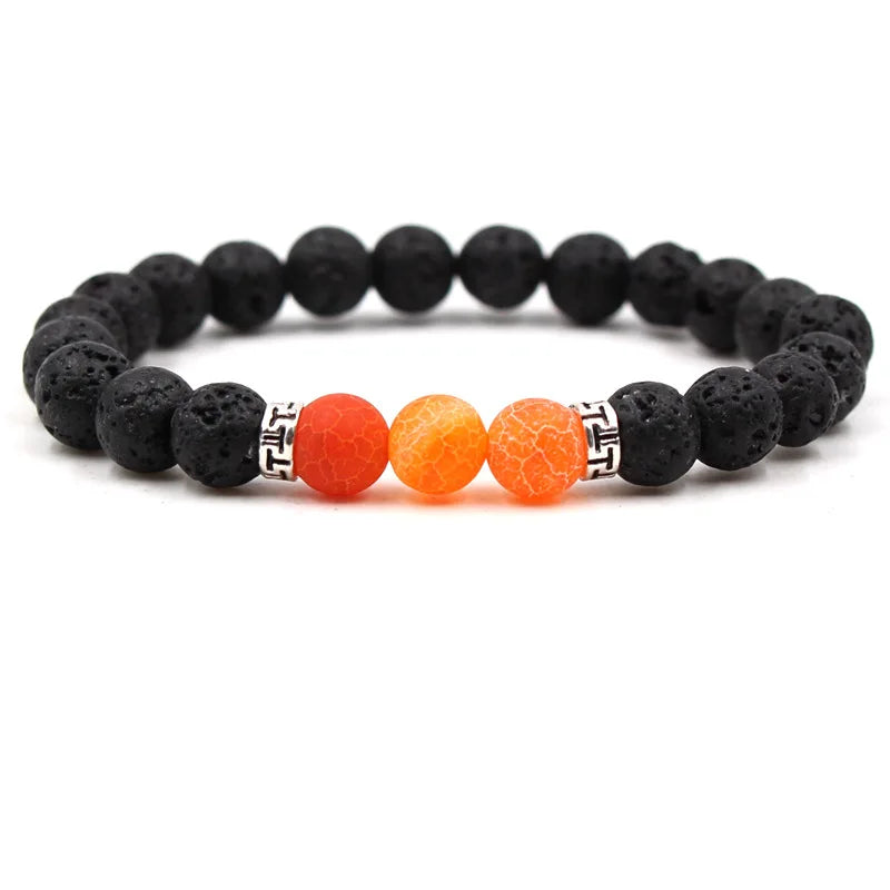 8MM Naturstein Perlenarmbänder für Frauen Männer Paar Lavagestein Heilung Balance Perlen Reiki Buddha Chakra Armreif Schmuck