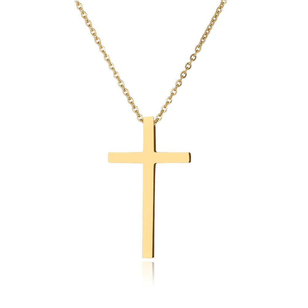 Stainless Steel Necklaces Classic Cross Jesus Fashion Large Style Man Chain Necklace For Women Jewelry Collar Pendant Gifts NEW