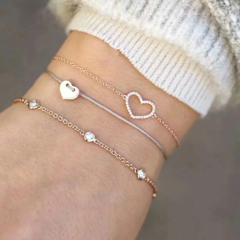 Neues böhmisches schwarzes Seilkettenarmband-Set für Frauen, Flugzeug, Muschel, Mond, Herz, Kristall-Charm-Armreif, Boho-Schmuck