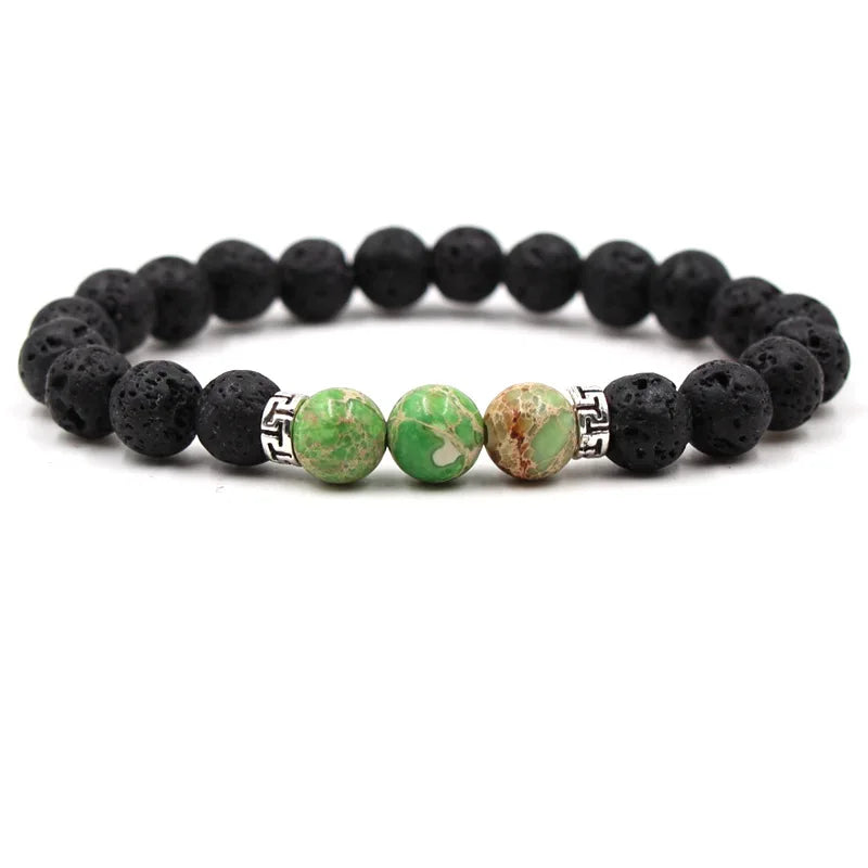 8MM Naturstein Perlenarmbänder für Frauen Männer Paar Lavagestein Heilung Balance Perlen Reiki Buddha Chakra Armreif Schmuck