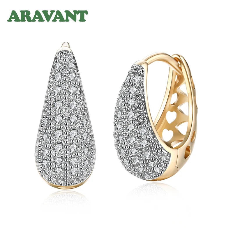 Aravant Pendientes de Aro de Plata 925 Bañados en Oro 18K con Circonitas para Mujer, Joyería de Moda para Boda