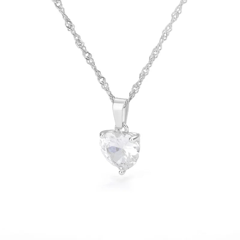 Collares de Corazón para Mujer de Acero Inoxidable con Cadena Chapada en Oro, Colgante de Corazón de Circonita, Gargantilla, Regalo de Joyería Boho para Bodas, Mujer