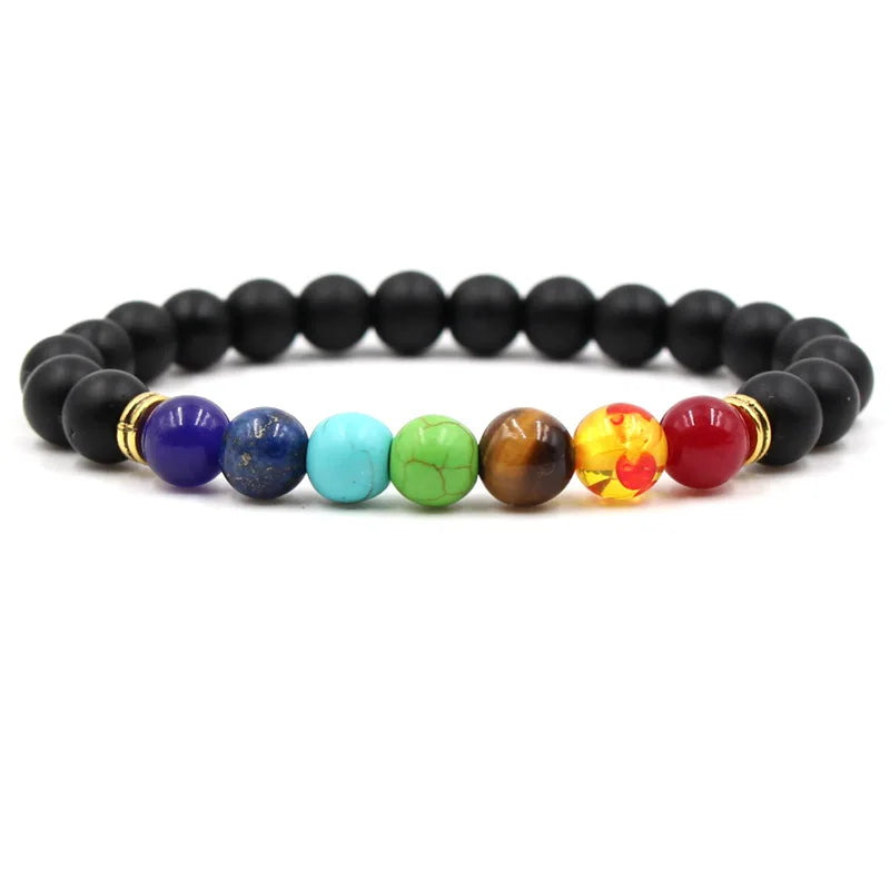 8MM Naturstein Perlenarmbänder für Frauen Männer Paar Lavagestein Heilung Balance Perlen Reiki Buddha Chakra Armreif Schmuck