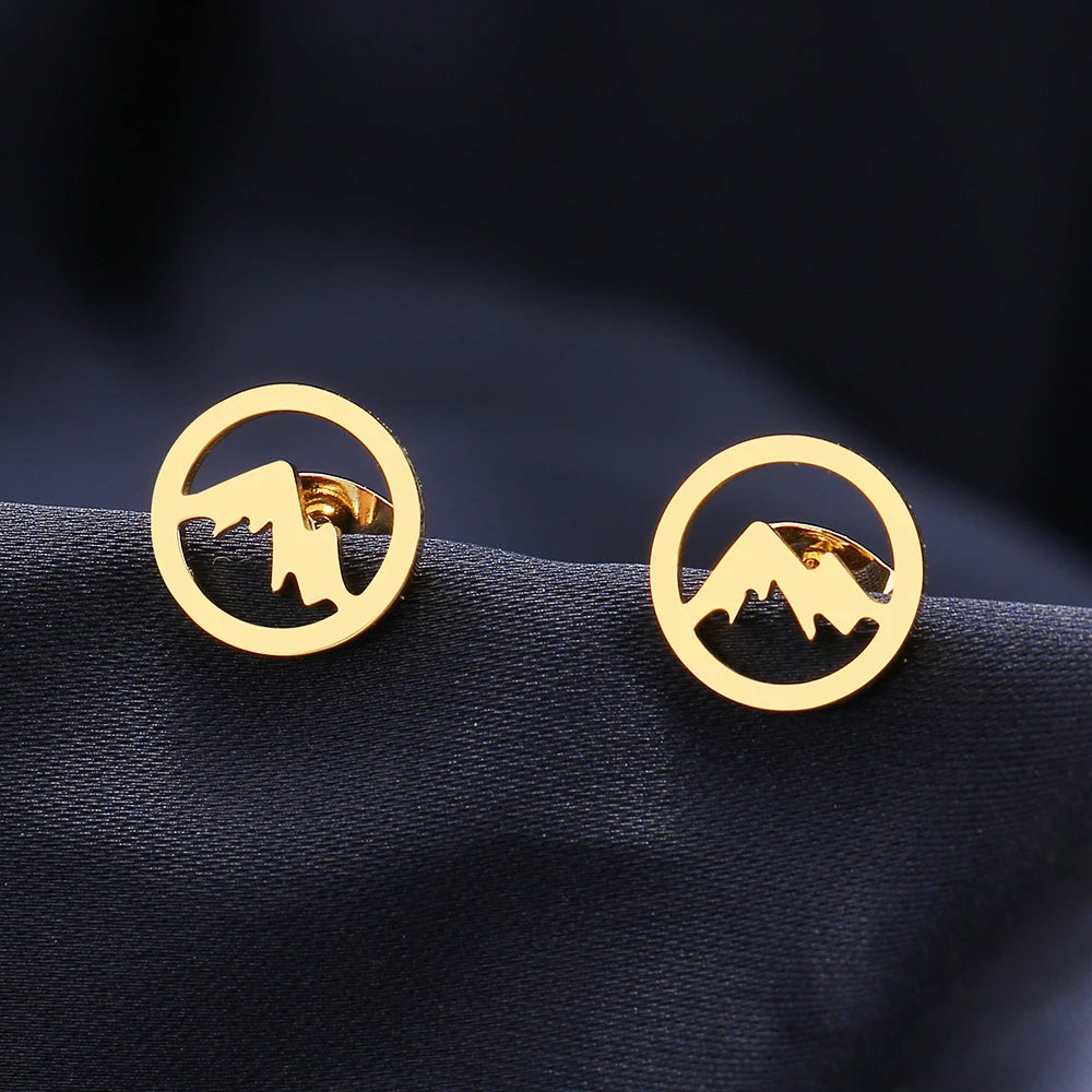 Edelstahl Ohrringe Kontur Berg Mode Ohrstecker Klassische Einfache Ohrringe Für Frauen 2022 Schmuck Hochzeit Party NEU