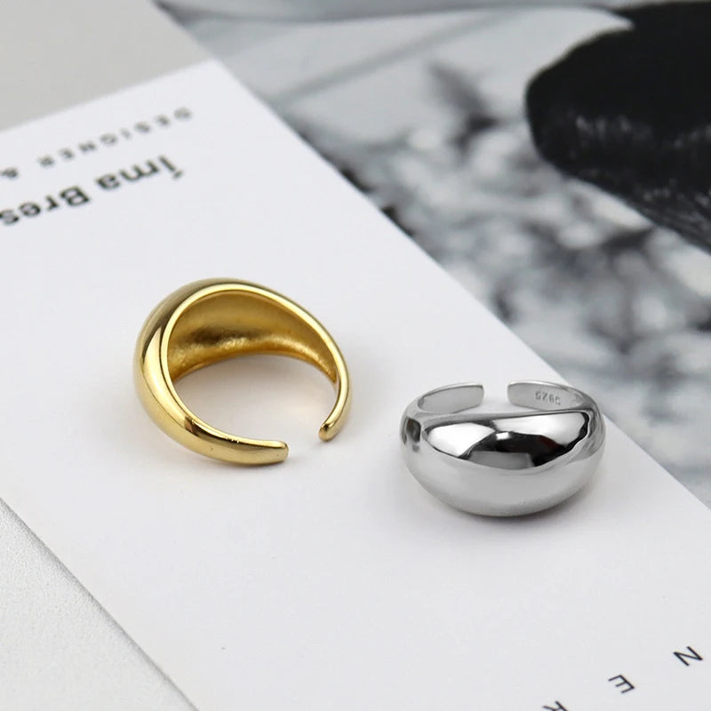 VENTFILLE 925 Sterling Silber Ring für Damen Herren Glatt Geometrischer Fingerring Verstellbarer Party Schmuck Großhandel