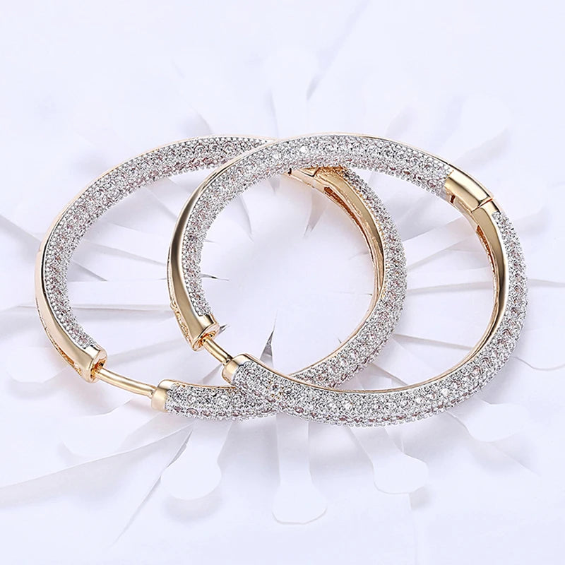 Pendientes de Aro de Círculo de Oro de 18K de Plata 925 de 34mm para Mujer Joyería de Boda de Moda