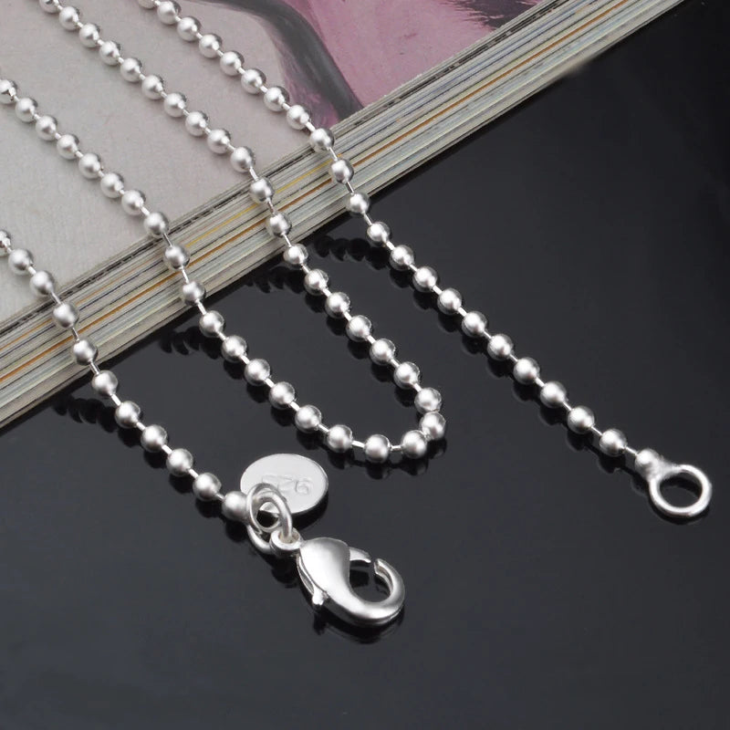 Aravant Cadena de Plata 925 de 2 mm con Cuentas para Mujer Joyería de Moda Regalos