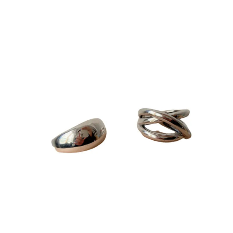 VENTFILLE Anillo de plata de ley 925 con diseño de gotas de agua irregulares, estilo retro simple, hecho a mano, para mujer