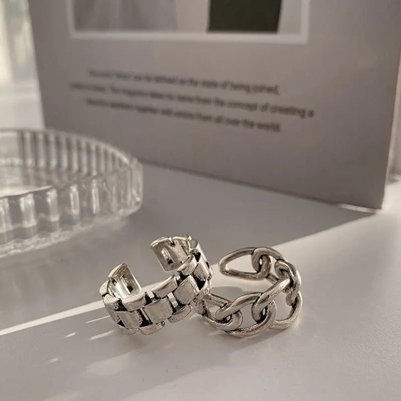 VENTFILLE 925 Sterling Silber Fingerringe Neue Mode Kreative Kreuz Hohlkette Geometrischer Partyschmuck Geschenke