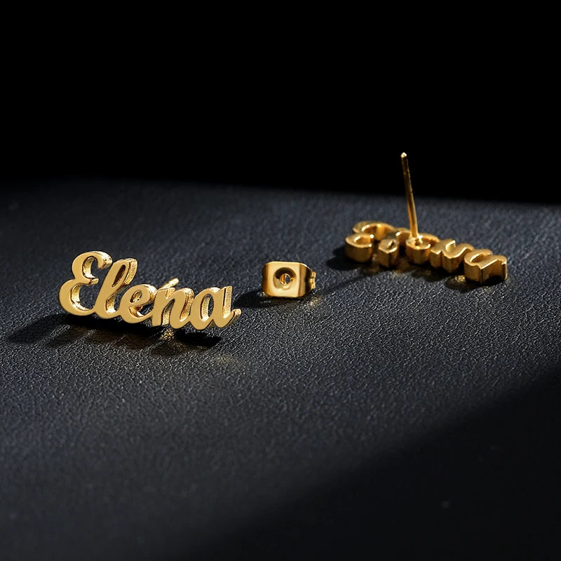 Personalisierte Namens-Ohrstecker für Damen, Edelstahl-Ohrringe mit beliebigem Muster, für die beste Freundin, Mädchenschmuck, Ohrringe für Damen