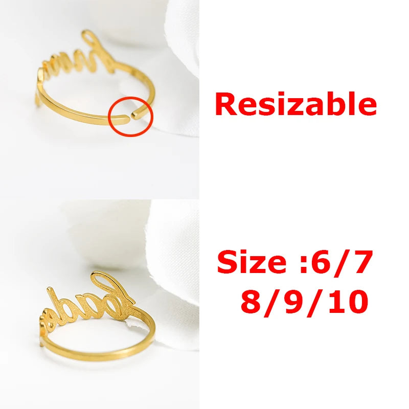 Anillos con nombre personalizado para mujer de acero inoxidable chapado en oro, anillo con inicial de letra, joyería de boda, Bijoux Femme 2023