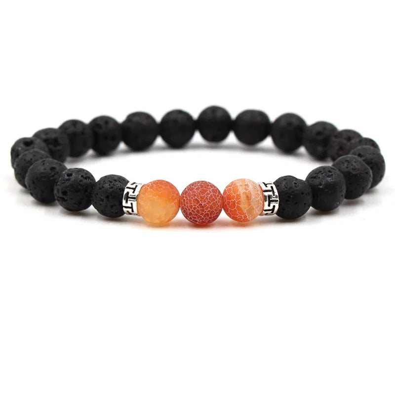 8MM Naturstein Perlenarmbänder für Frauen Männer Paar Lavagestein Heilung Balance Perlen Reiki Buddha Chakra Armreif Schmuck