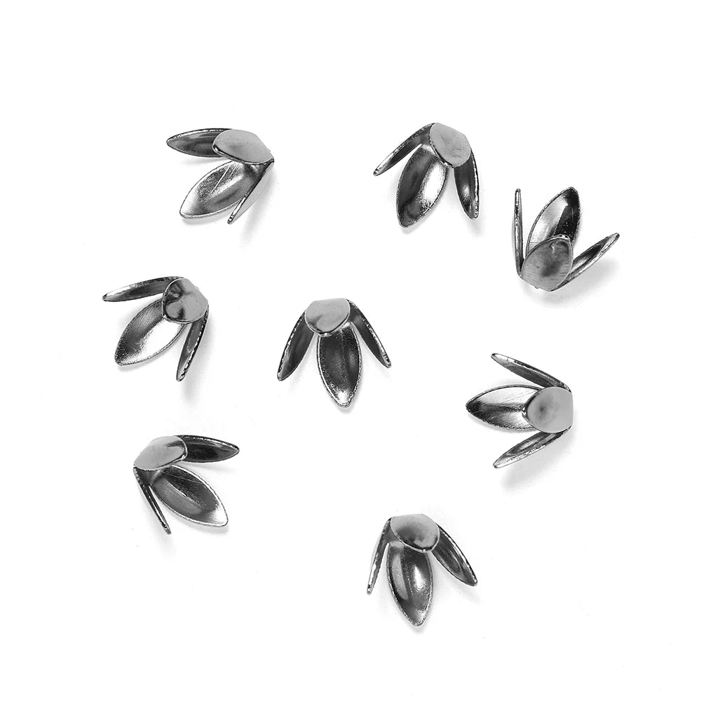 100 Stück/Los Vierblättrige Blume Metall lose Abstandhalter Kappen Blütenblatt getrennte Endkappen für die Schmuckherstellung Armbandzubehör