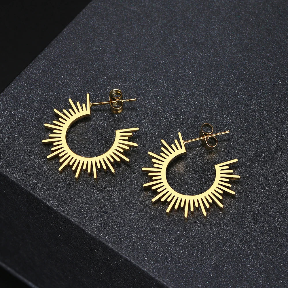 Edelstahl Schmuck Geometrische Ohrringe für Frauen Beste Halbkreis Stachelige Femme Charme Ohrringe Party Beste Hochzeitsgeschenke