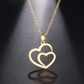 DOTIFI Stainless Steel Necklace For Women Man Hollow Double Heart Choker Pendant Charms Necklace Engagement Jewelry