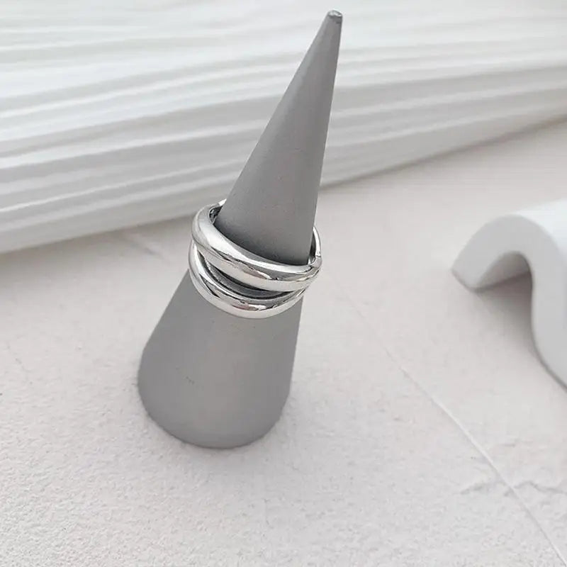 VENTFILLE 925 Sterling Silber Ringe Neue Mode Party Schmuck Vintage Charme Doppelschicht Geometrische Nageldesign Accessoires Geschenke