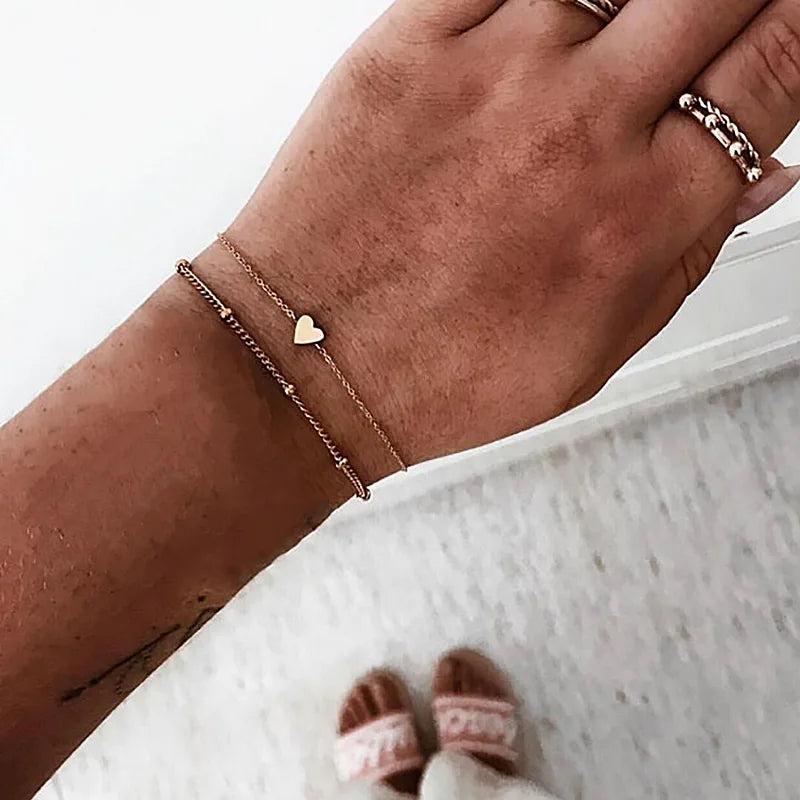 Neues böhmisches schwarzes Seilkettenarmband-Set für Frauen, Flugzeug, Muschel, Mond, Herz, Kristall-Charm-Armreif, Boho-Schmuck
