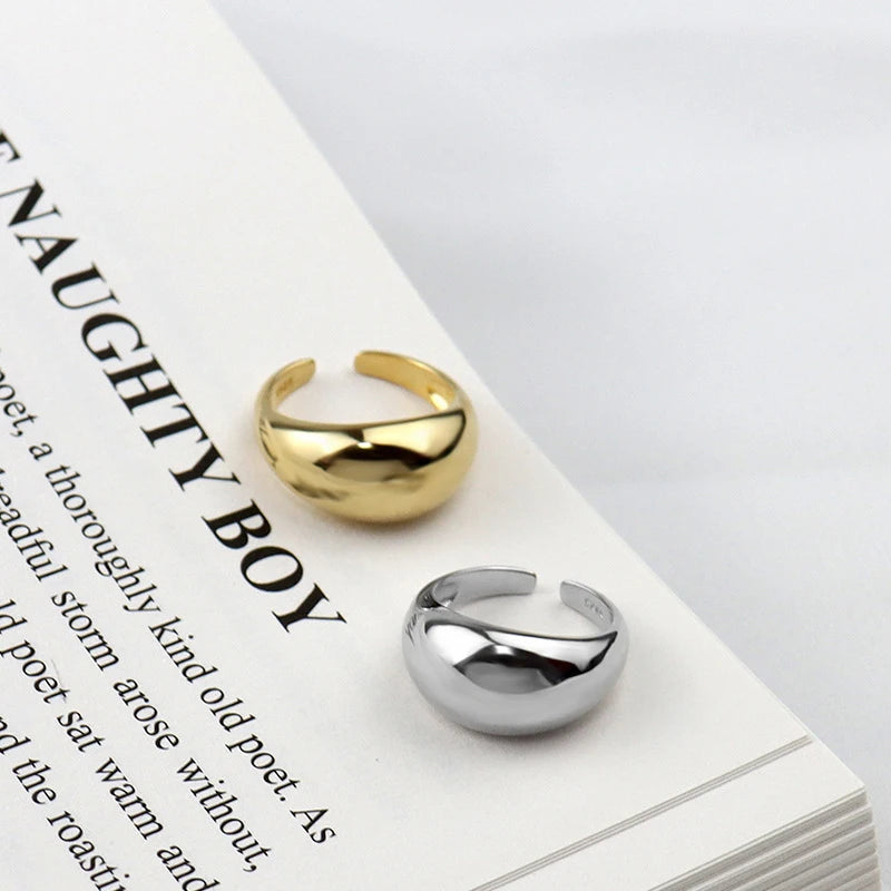 VENTFILLE 925 Sterling Silber Ring für Damen Herren Glatt Geometrischer Fingerring Verstellbarer Party Schmuck Großhandel