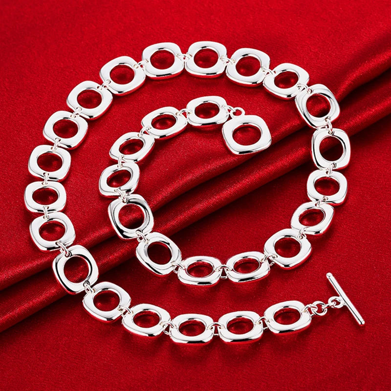 Aravant 925er Sterlingsilber quadratische Ohrringe Ringe Halskette Armband Set für Damen Partyschmuck Weihnachtsgeschenk